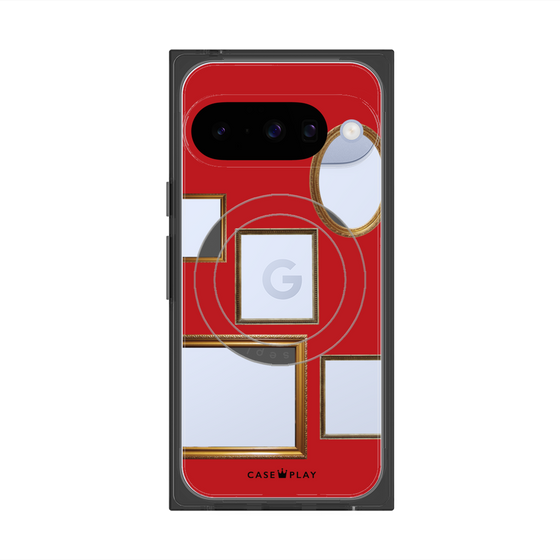 プレミアムスクエアケース with Pixelsnap［ Photo Frames - Red ］