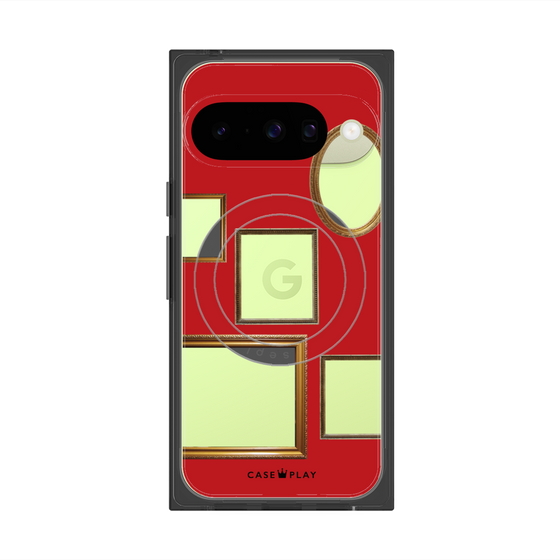 プレミアムスクエアケース with Pixelsnap［ Photo Frames - Red ］