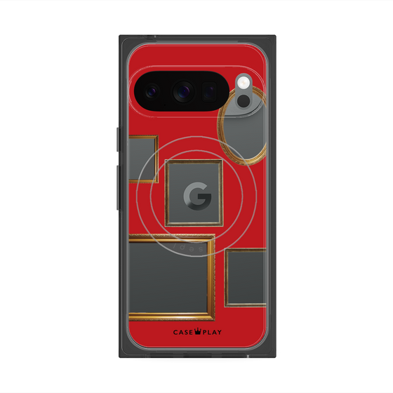 プレミアムスクエアケース with Pixelsnap［ Photo Frames - Red ］