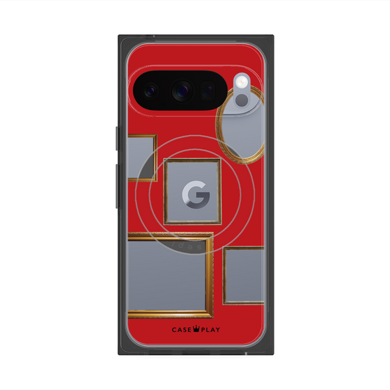 プレミアムスクエアケース with Pixelsnap［ Photo Frames - Red ］