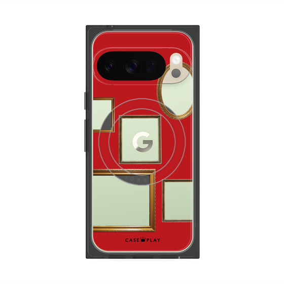 プレミアムスクエアケース with Pixelsnap［ Photo Frames - Red ］