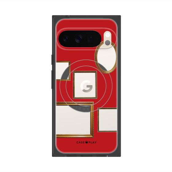 プレミアムスクエアケース with Pixelsnap［ Photo Frames - Red ］