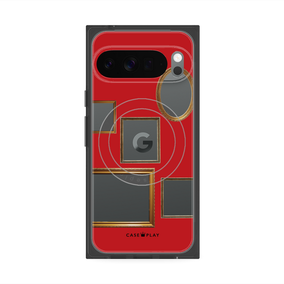 プレミアムスクエアケース with Pixelsnap［ Photo Frames - Red ］