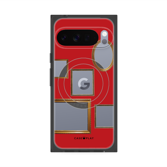 プレミアムスクエアケース with Pixelsnap［ Photo Frames - Red ］