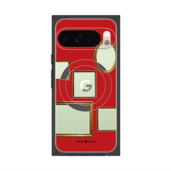 プレミアムスクエアケース with Pixelsnap［ Photo Frames - Red ］