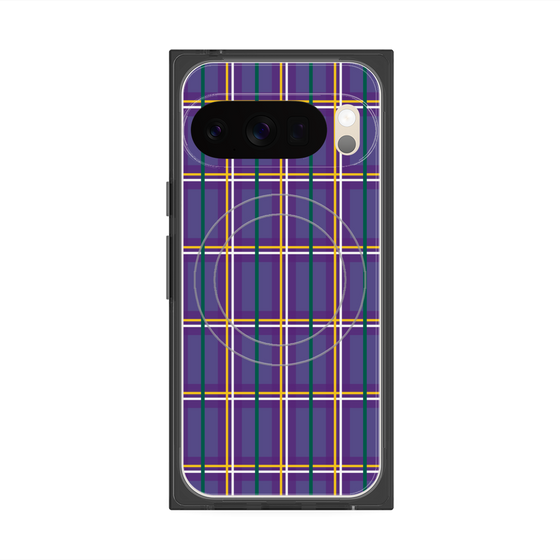 プレミアムスクエアケース with Pixelsnap［ Tartan Check - Purple ］
