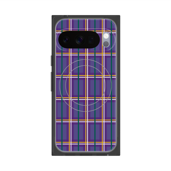 プレミアムスクエアケース with Pixelsnap［ Tartan Check - Purple ］