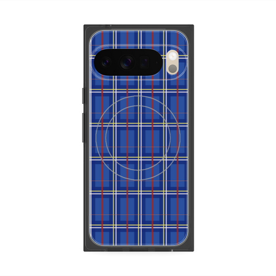 プレミアムスクエアケース with Pixelsnap［ Tartan Check - Blue ］