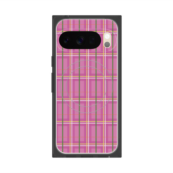 プレミアムスクエアケース with Pixelsnap［ Tartan Check - Pink ］