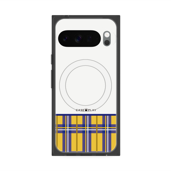 プレミアムスクエアケース with Pixelsnap［ CASEPLAY Tartan Check - Yellow ］