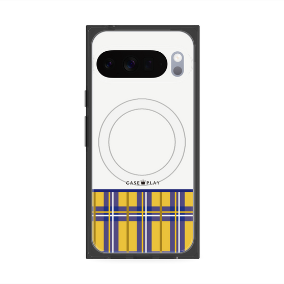 プレミアムスクエアケース with Pixelsnap［ CASEPLAY Tartan Check - Yellow ］