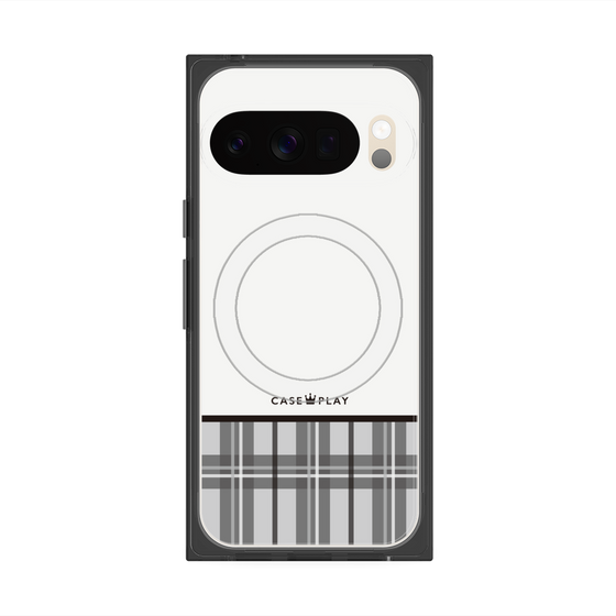 プレミアムスクエアケース with Pixelsnap［ CASEPLAY Tartan Check - Gray ］