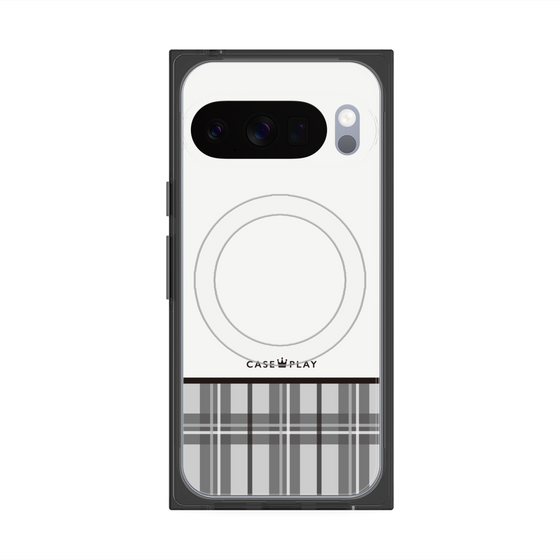 プレミアムスクエアケース with Pixelsnap［ CASEPLAY Tartan Check - Gray ］