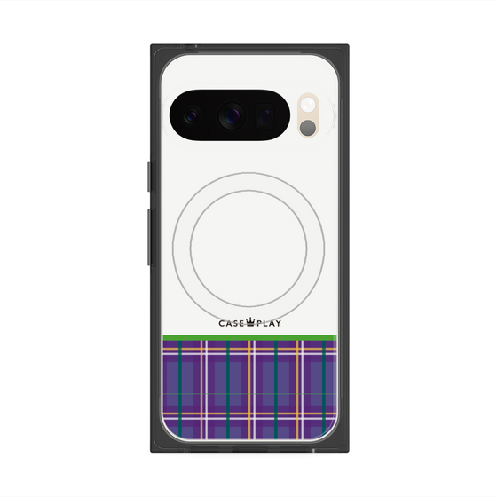 プレミアムスクエアケース with Pixelsnap［ CASEPLAY Tartan Check - Purple ］