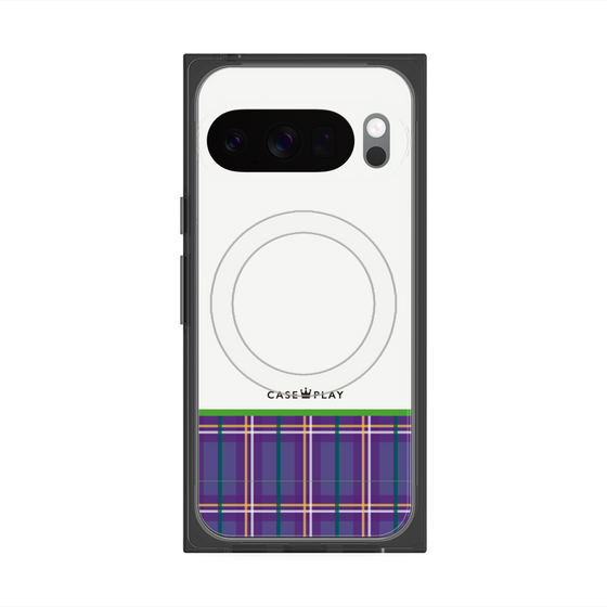 プレミアムスクエアケース with Pixelsnap［ CASEPLAY Tartan Check - Purple ］