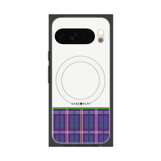 プレミアムスクエアケース with Pixelsnap［ CASEPLAY Tartan Check - Purple ］
