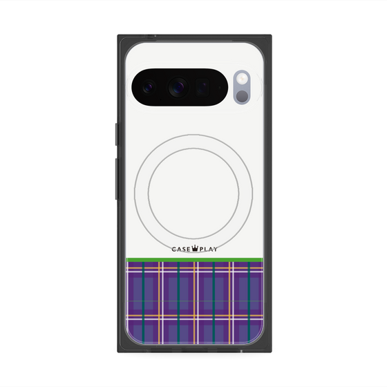 プレミアムスクエアケース with Pixelsnap［ CASEPLAY Tartan Check - Purple ］
