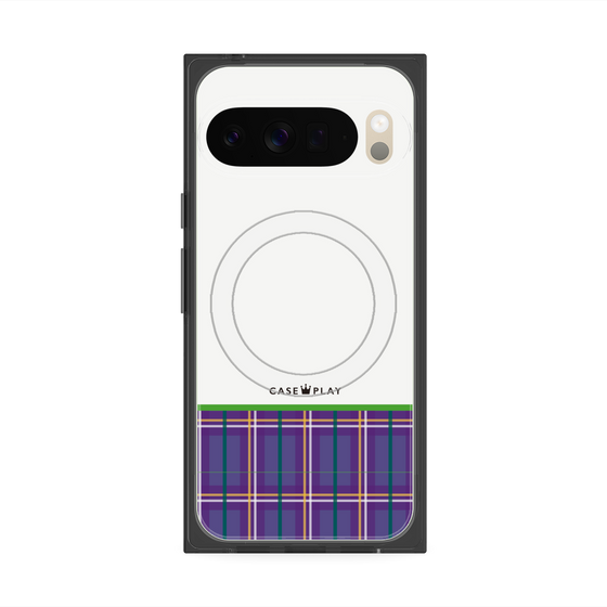 プレミアムスクエアケース with Pixelsnap［ CASEPLAY Tartan Check - Purple ］