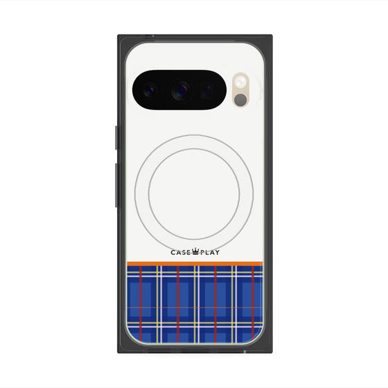 プレミアムスクエアケース with Pixelsnap［ CASEPLAY Tartan Check - Blue ］