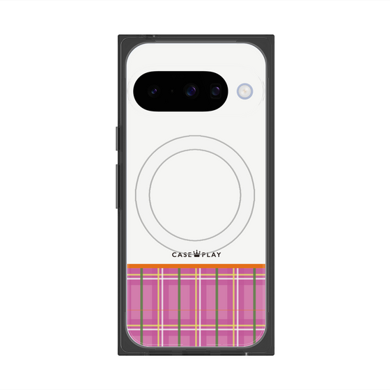プレミアムスクエアケース with Pixelsnap［ CASEPLAY Tartan Check - Pink ］