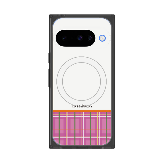 プレミアムスクエアケース with Pixelsnap［ CASEPLAY Tartan Check - Pink ］