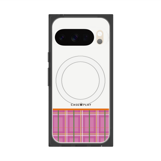 プレミアムスクエアケース with Pixelsnap［ CASEPLAY Tartan Check - Pink ］