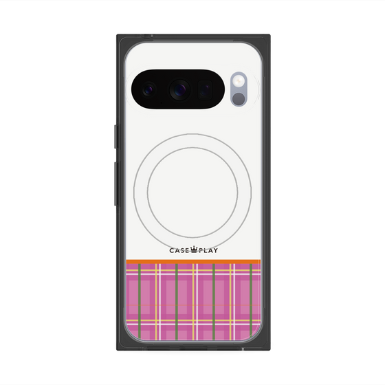 プレミアムスクエアケース with Pixelsnap［ CASEPLAY Tartan Check - Pink ］