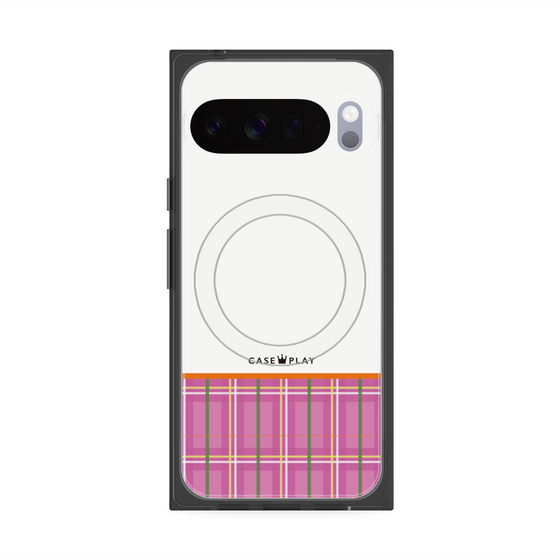 プレミアムスクエアケース with Pixelsnap［ CASEPLAY Tartan Check - Pink ］