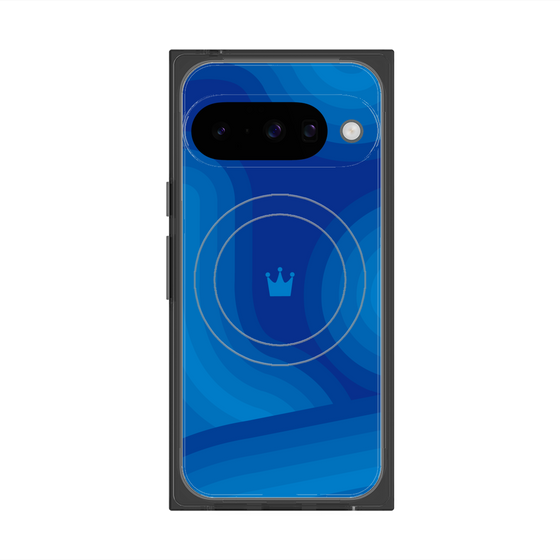 プレミアムスクエアケース with Pixelsnap［ CASEPLAY Winding Pattern - Blue ］
