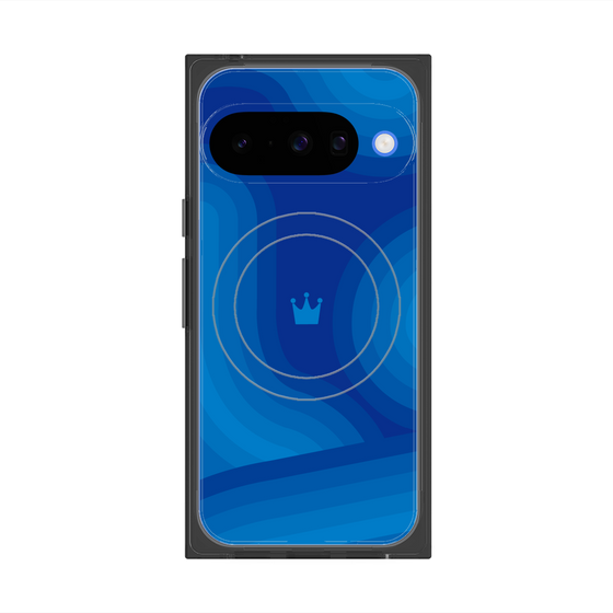 プレミアムスクエアケース with Pixelsnap［ CASEPLAY Winding Pattern - Blue ］