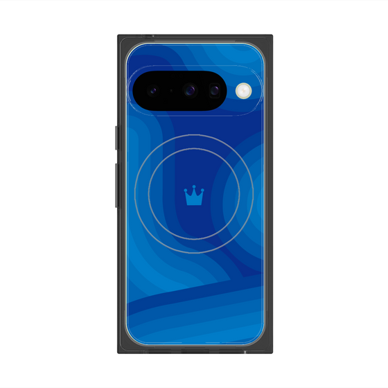 プレミアムスクエアケース with Pixelsnap［ CASEPLAY Winding Pattern - Blue ］