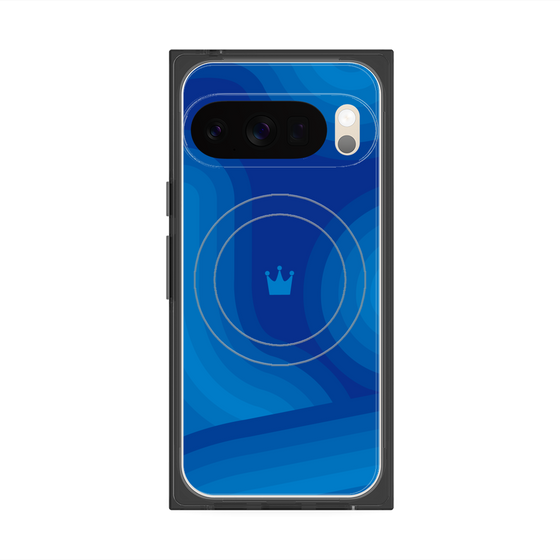 プレミアムスクエアケース with Pixelsnap［ CASEPLAY Winding Pattern - Blue ］