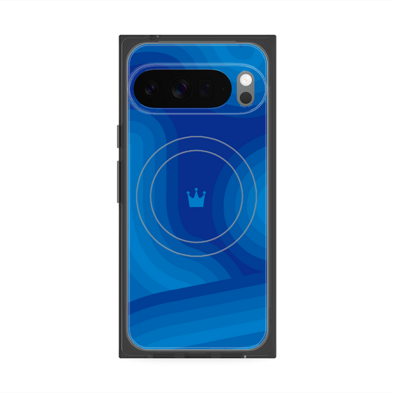 プレミアムスクエアケース with Pixelsnap［ CASEPLAY Winding Pattern - Blue ］