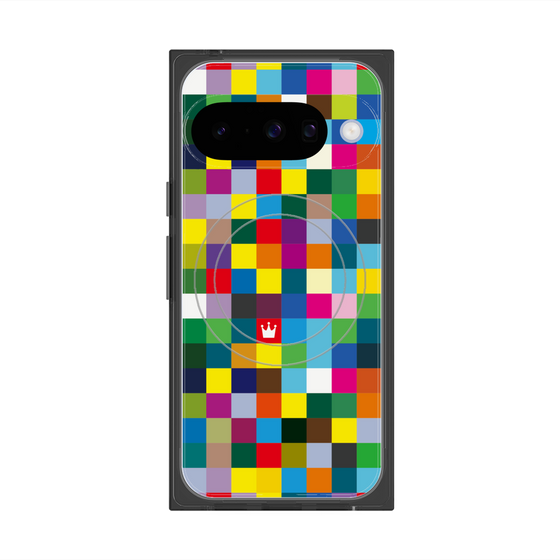 プレミアムスクエアケース with Pixelsnap［ CASEPLAY Rainbow Check ］