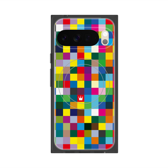 プレミアムスクエアケース with Pixelsnap［ CASEPLAY Rainbow Check ］