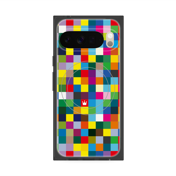 プレミアムスクエアケース with Pixelsnap［ CASEPLAY Rainbow Check ］