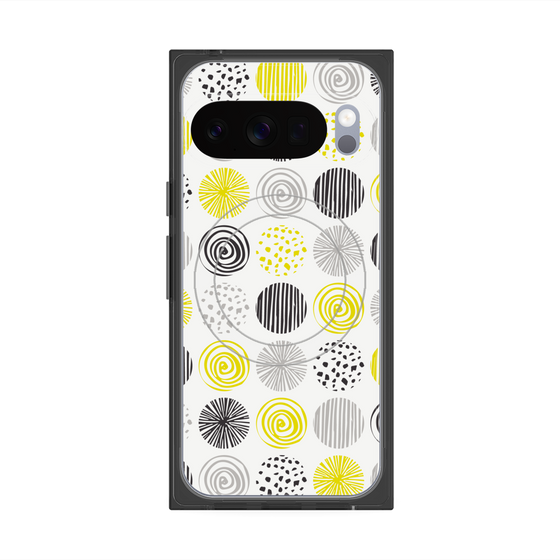 プレミアムスクエアケース with Pixelsnap［ Nordic Circle - Yellow ］