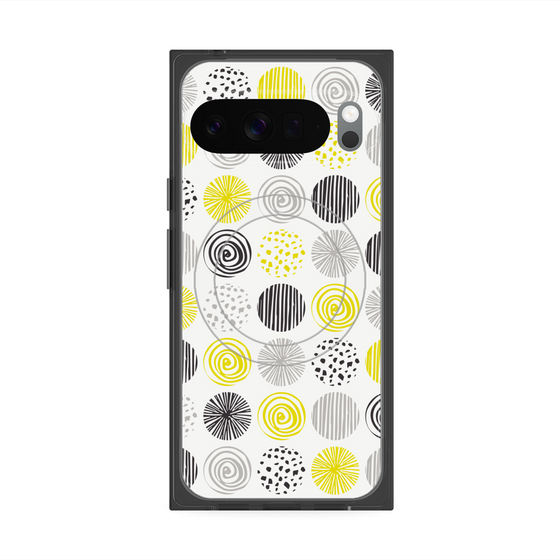 プレミアムスクエアケース with Pixelsnap［ Nordic Circle - Yellow ］