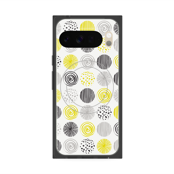 プレミアムスクエアケース with Pixelsnap［ Nordic Circle - Yellow ］