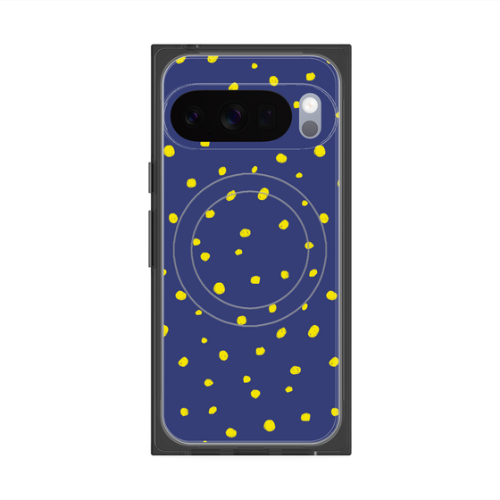 プレミアムスクエアケース with Pixelsnap［ Drawing Dot - Navy ］