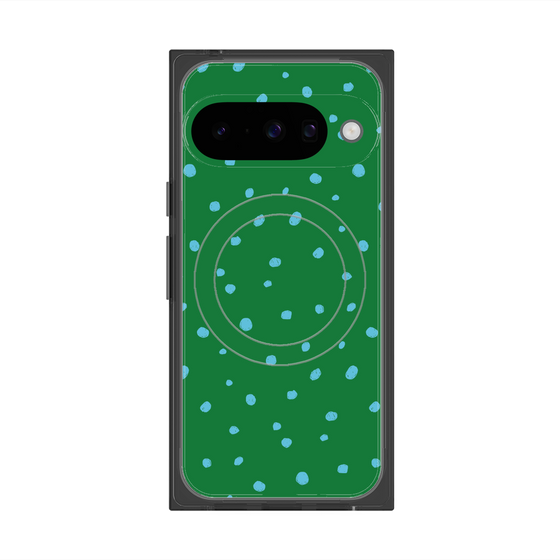 プレミアムスクエアケース with Pixelsnap［ Drawing Dot - Green ］