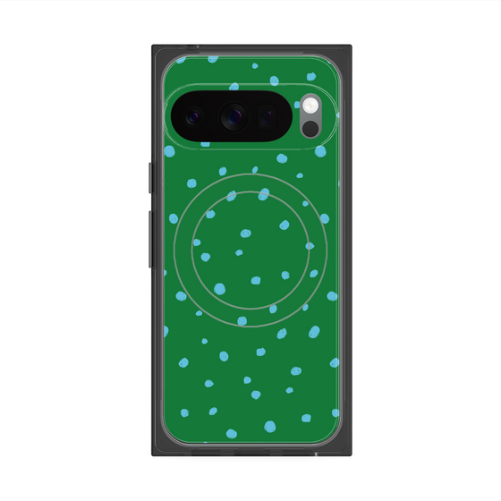 プレミアムスクエアケース with Pixelsnap［ Drawing Dot - Green ］