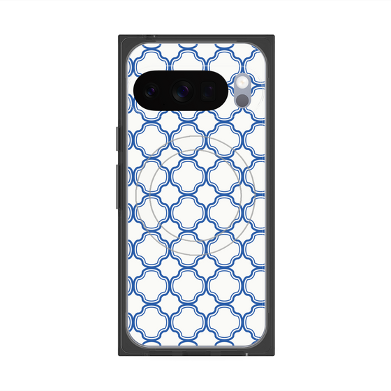 プレミアムスクエアケース with Pixelsnap［ Moroccan3 - Blue ］