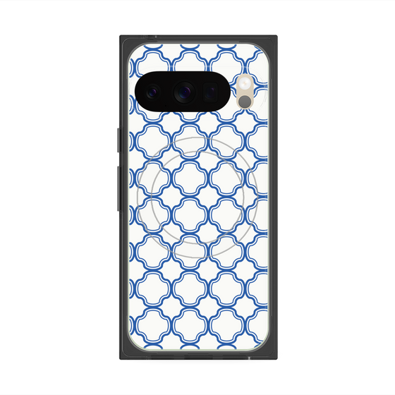 プレミアムスクエアケース with Pixelsnap［ Moroccan3 - Blue ］