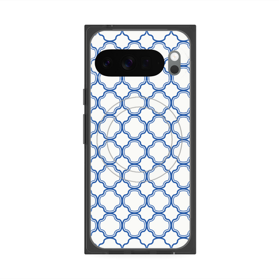 プレミアムスクエアケース with Pixelsnap［ Moroccan3 - Blue ］