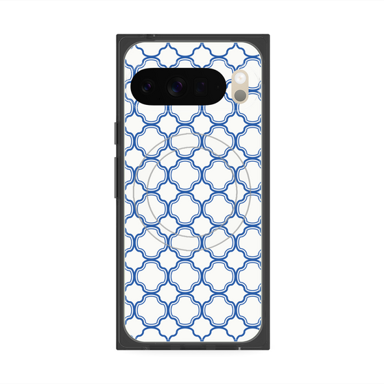 プレミアムスクエアケース with Pixelsnap［ Moroccan3 - Blue ］