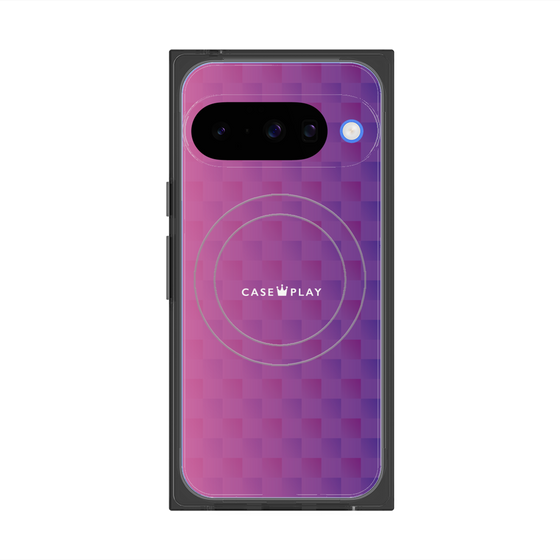 プレミアムスクエアケース with Pixelsnap［ CASEPLAY Check - Purple ］