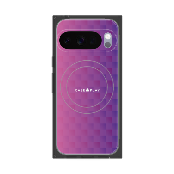 プレミアムスクエアケース with Pixelsnap［ CASEPLAY Check - Purple ］