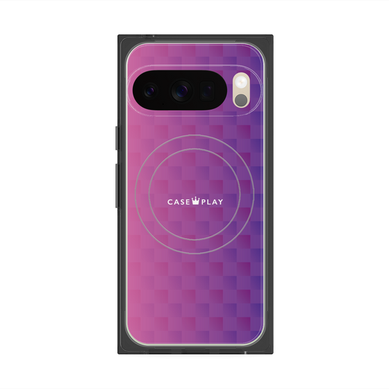 プレミアムスクエアケース with Pixelsnap［ CASEPLAY Check - Purple ］