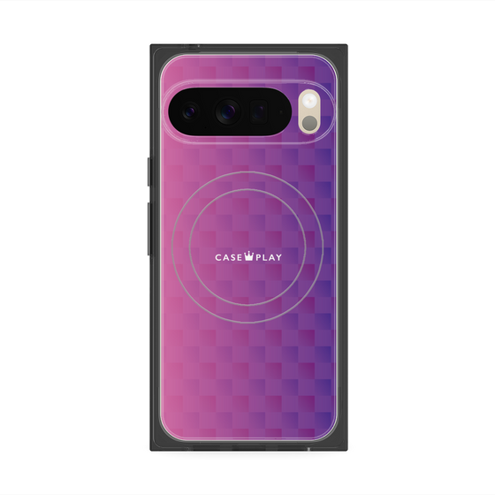 プレミアムスクエアケース with Pixelsnap［ CASEPLAY Check - Purple ］
